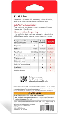 Texas Instruments TI-36X PRO tudományos számológép, 4 soros, francia - fekete 7