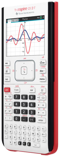 Grafická kalkulačka Texas Instruments TI-Nspire CX II-T, bielo-červená, 3,5-palcový farebný displej, 3D zobrazenie, 90 MB pamäť, nabíjateľná 3