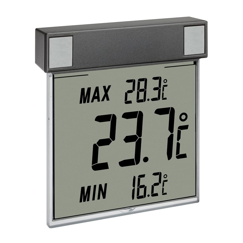 Termometru digital de fereastră TFA Dostmann 30.1025.10 pentru măsurarea temperaturii exterioare, fixare simplă, antracit