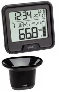 Pluviometru digital wireless TFA Dostmann 47.3005.01 Drop – alarmă 24 de ore, istoric pe 12 luni, auto-golire, negru 1