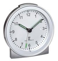 Analógový rádiom riadený budík TFA Dostmann 60.1517.54, strieborný, plast, 81x31x84 mm 1