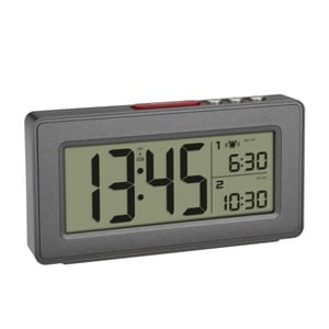 TFA Dostmann 60.2563 digitalni radijski budilnik s 2 vremena alarma, vikend načinom rada, prikazom datuma i dana u tjednu, pozadinskim osvjetljenjem, sivoj boji