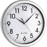TFA Dostmann 60.3519.02 Corona analogni zidni sat s radio-kontrolom, zeleno pozadinsko osvjetljenje, bešuman mehanizam, srebrni, 308x43x308 mm 1