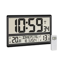 TFA Dostmann 60.4521.01 Digitálne nástenné hodiny XL čierne, vonkajšia a vnútorná teplota, rádiom riadené, dátum, deň v týždni, 360x235x28 mm 1