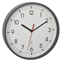 Analógové rádiom riadené nástenné hodiny TFA Dostmann 60.3550.10 so skleneným krytom, do kancelárie a domácnosti, 245x245x42 mm, sivé 1