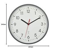 Analógové rádiom riadené nástenné hodiny TFA Dostmann 60.3550.10 so skleneným krytom, do kancelárie a domácnosti, 245x245x42 mm, sivé 6