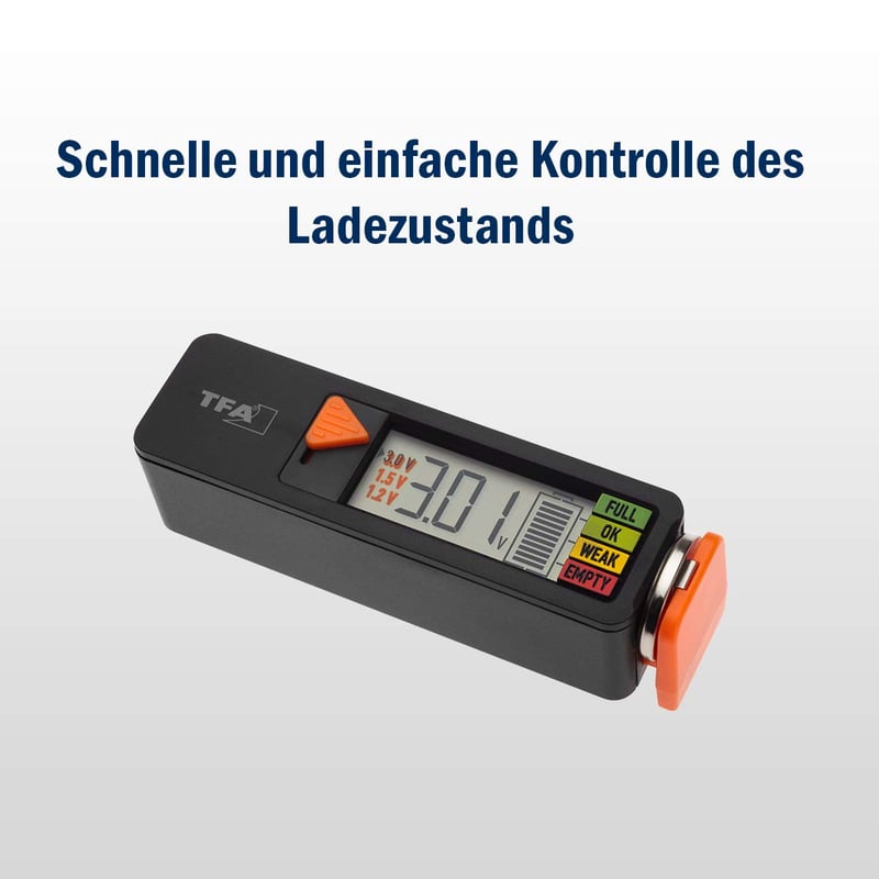 TFA Dostmann BatteryCheck digitális elemteszter AAA AA C D gombelem 9V