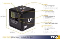 TFA Dostmann Cube Timer digitalni mjerač vremena, upravljanje vremenom, 6x6x6 cm, crni 3