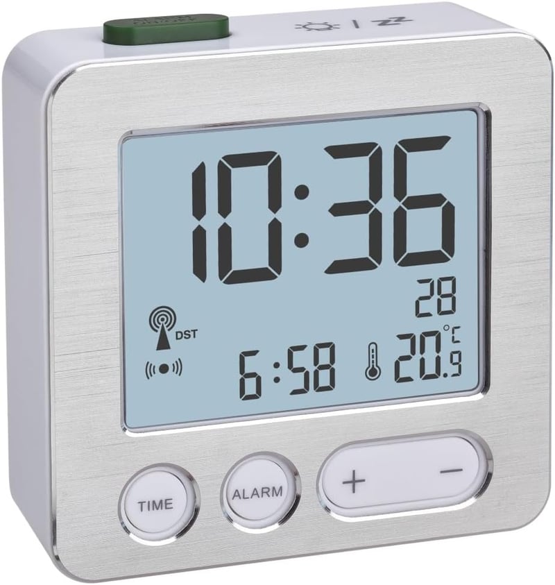 TFA Dostmann digitális rádiójel vezérelt ébresztőóra 60.2545 - Silver