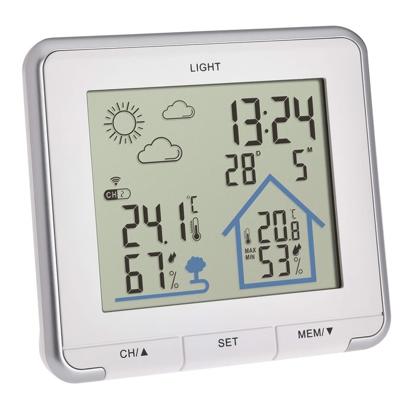 TFA Dostmann Life 35.1153 digitalna bežična meteorološka stanica za unutarnju i vanjsku upotrebu, mjerenje vlažnosti i temperature, pozadinsko osvjetljenje, vremenski simboli, bijela
