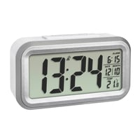 TFA Dostmann LUMIO Plus digitalni radio budilnik s unutarnjim termometrom, 60.2553.02, veliki zaslon, funkcija odgode (snooze), senzor svjetla, srebrni 1