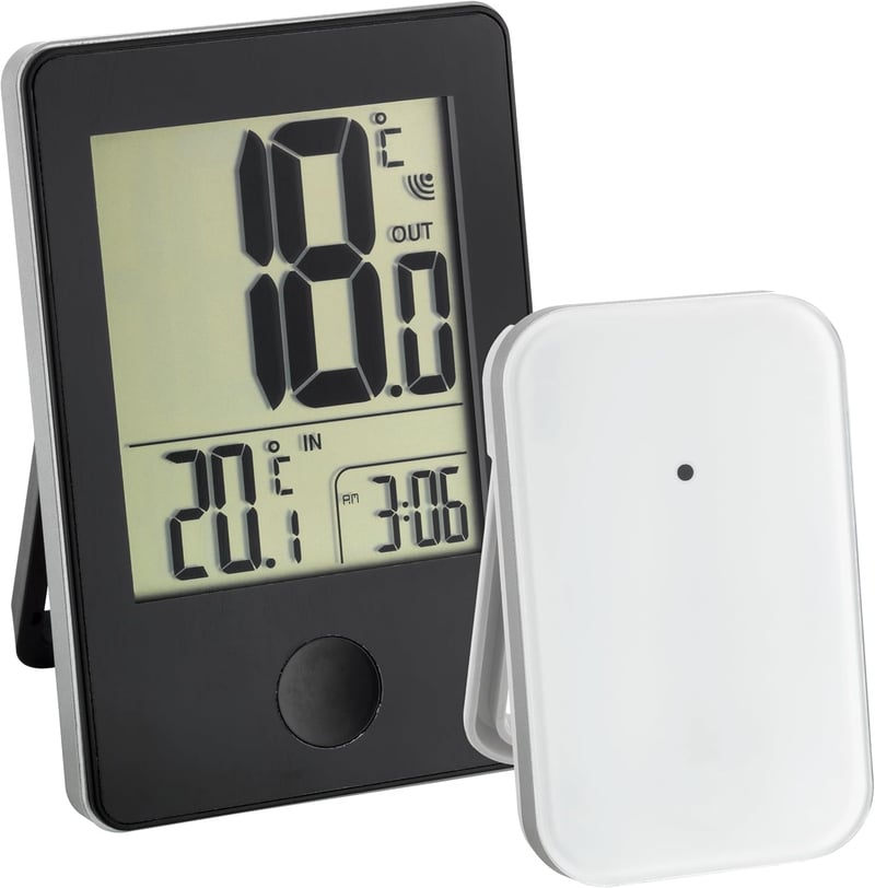 TFA Dostmann Wireless Hőmérő Beltéri Kültéri Digitális Kijelzővel Fekete - black