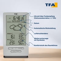 Meteorologická stanica TFA Dostmann Xena 35.1162.54 s vonkajším senzorom, vnútorná a vonkajšia teplota, vlhkosť vzduchu, predpoveď počasia, rádiom riadené hodiny 6
