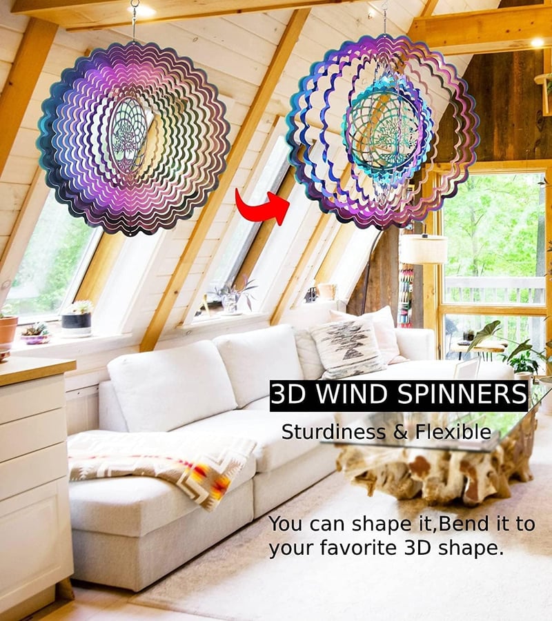 TFANUO Rozsdamentes Acél Szélcsengő 25cm Forgó Kinetic Windmobile Ablak Kert Dekoráció