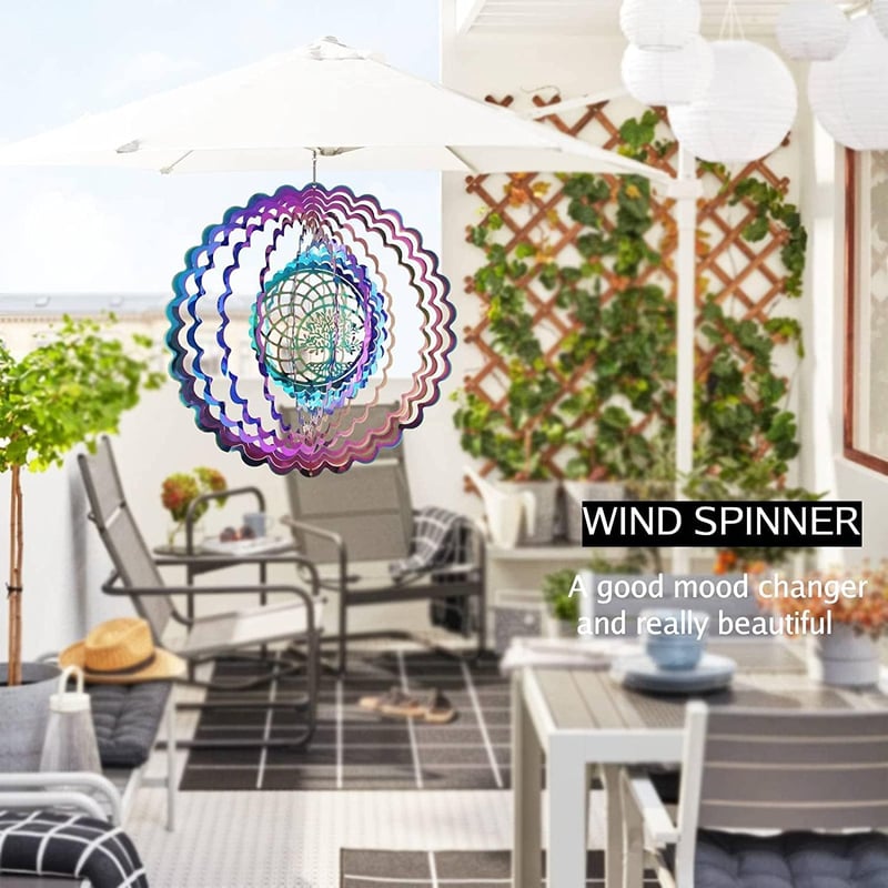 TFANUO Rozsdamentes Acél Szélcsengő 25cm Forgó Kinetic Windmobile Ablak Kert Dekoráció