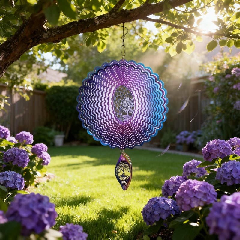 TFANUO Rozsdamentes Acél Szélcsengő 25cm Forgó Kinetic Windmobile Ablak Kert Dekoráció