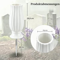 TFANUO cintorínska váza s bodcom na náhrobný kameň, držiak na kvety, biela, 1 ks, dekorácia na hrob, exteriérová dekorácia 7