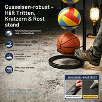 TFSZE Stand Metalic cu 6 Niveluri pentru Mingi, Negru - Raft de Depozitare pentru Mingi de Fotbal, Baschet, Organizator Echipament Sportiv 5