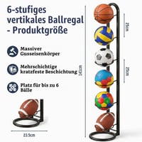 TFSZE Stand Metalic cu 6 Niveluri pentru Mingi, Negru - Raft de Depozitare pentru Mingi de Fotbal, Baschet, Organizator Echipament Sportiv 2