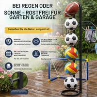 TFSZE Stand Metalic cu 6 Niveluri pentru Mingi, Negru - Raft de Depozitare pentru Mingi de Fotbal, Baschet, Organizator Echipament Sportiv 7