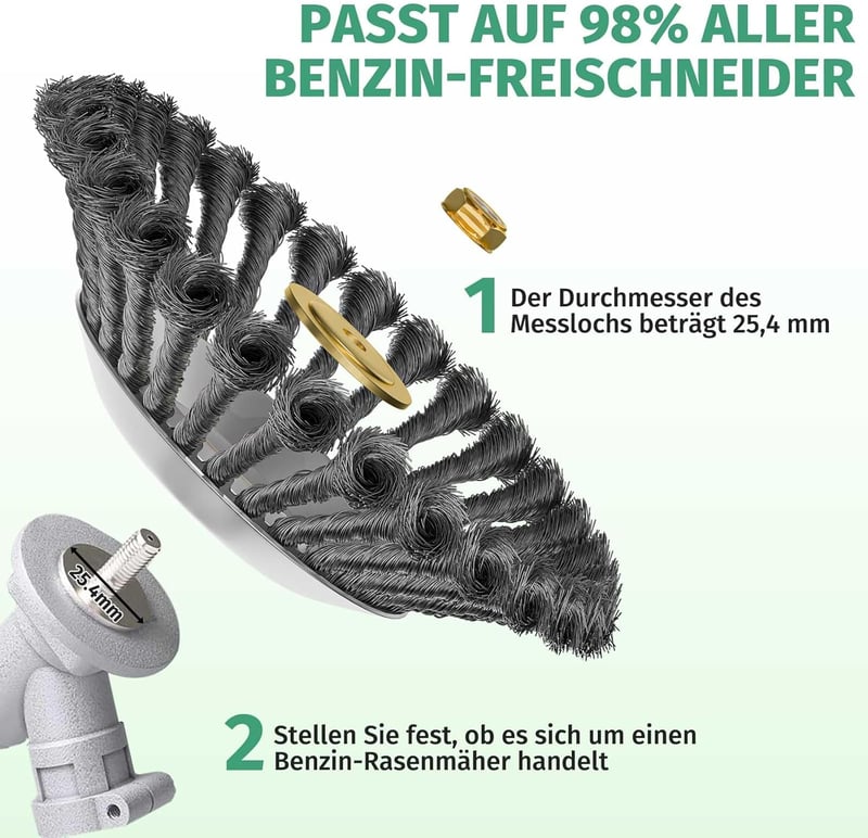 TGNISI 25,4mm Fűkasza Kefe Rozsdamentes Acél Gyomirtó Fűnyíró Tartozék 8" - 8 inches