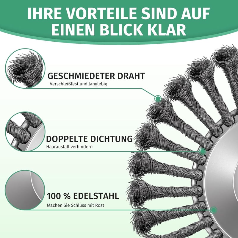 TGNISI 25,4mm Fűkasza Kefe Rozsdamentes Acél Gyomirtó Fűnyíró Tartozék 8" - 8 inches