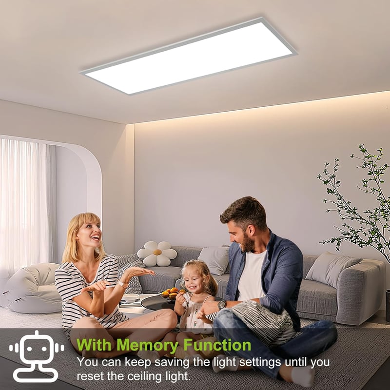 Thanger LED Mennyezeti Lámpa 100x25 cm, 28W Szabályozható Fényerő, Távirányítóval, 2700K-6500K Meleg-Hideg Fehér, Memória Funkcióval, Konyha