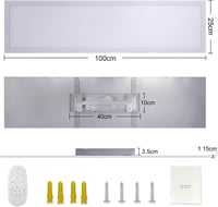 Thanger LED Mennyezeti Lámpa 100x25 cm, 28W Szabályozható Fényerő, Távirányítóval, 2700K-6500K Meleg-Hideg Fehér, Memória Funkcióval, Konyha 7