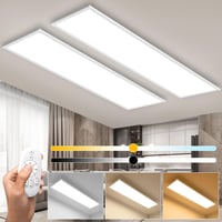 Thanger 2 db Szabályozható LED Mennyezeti Panel Memória Funkcióval, 100x25 cm, Ultravékony, 2700K-6500K, 3200 Lumen, Távirányítós, Irodába,  1