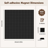 Thboxes 500 buc. plăcuțe magnetice autoadezive 10 x 10 mm pentru școală, birou și bricolaj 2