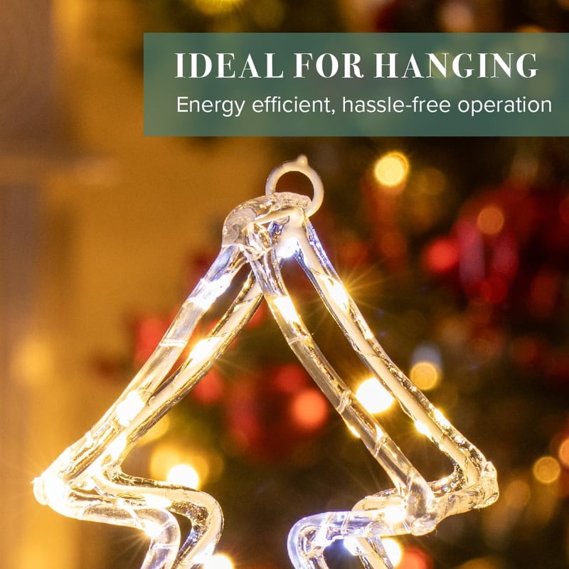 The Christmas Workshop LED Karácsonyfa Dekoráció - Akril Fénydekoráció 76 Meleg Fehér Fénnyel, 6 Órás Időzítővel, Bel- és Kültéri Használatr