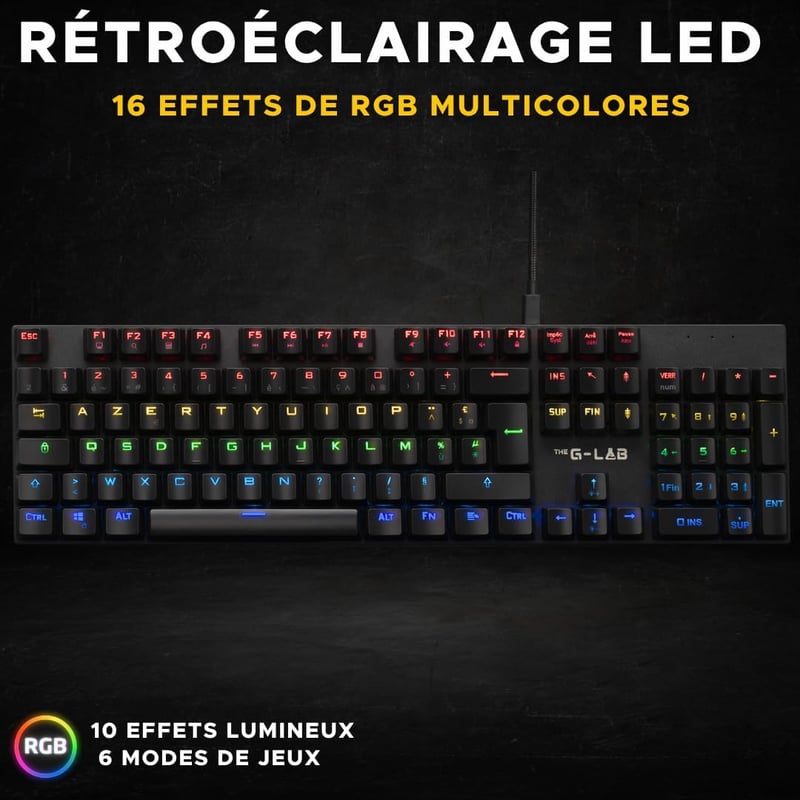 THE G-LAB Bluetooth Billentyűzet AZERTY Francia Fekete Vezeték Nélküli