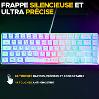 Set tastatură și mouse pentru gaming The G-Lab Combo Hydrogen – 60% RGB, Alb, Pachet combo pentru gameri 4