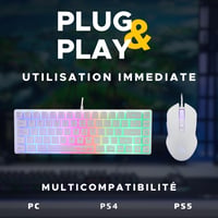 Set tastatură și mouse pentru gaming The G-Lab Combo Hydrogen – 60% RGB, Alb, Pachet combo pentru gameri 6
