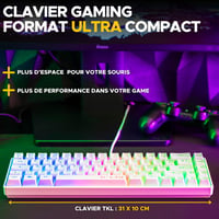 Set tastatură și mouse pentru gaming The G-Lab Combo Hydrogen – 60% RGB, Alb, Pachet combo pentru gameri 2