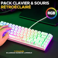 Set tastatură și mouse pentru gaming The G-Lab Combo Hydrogen – 60% RGB, Alb, Pachet combo pentru gameri 5