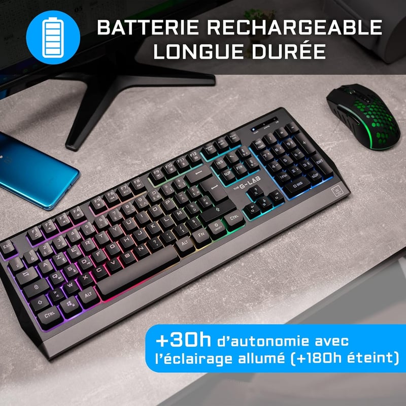 THE G-LAB Combo Tungsten Wireless Billentyűzet és Egér Szett Fekete