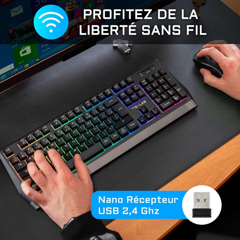 THE G-LAB Combo Tungsten Wireless Billentyűzet és Egér Szett Fekete