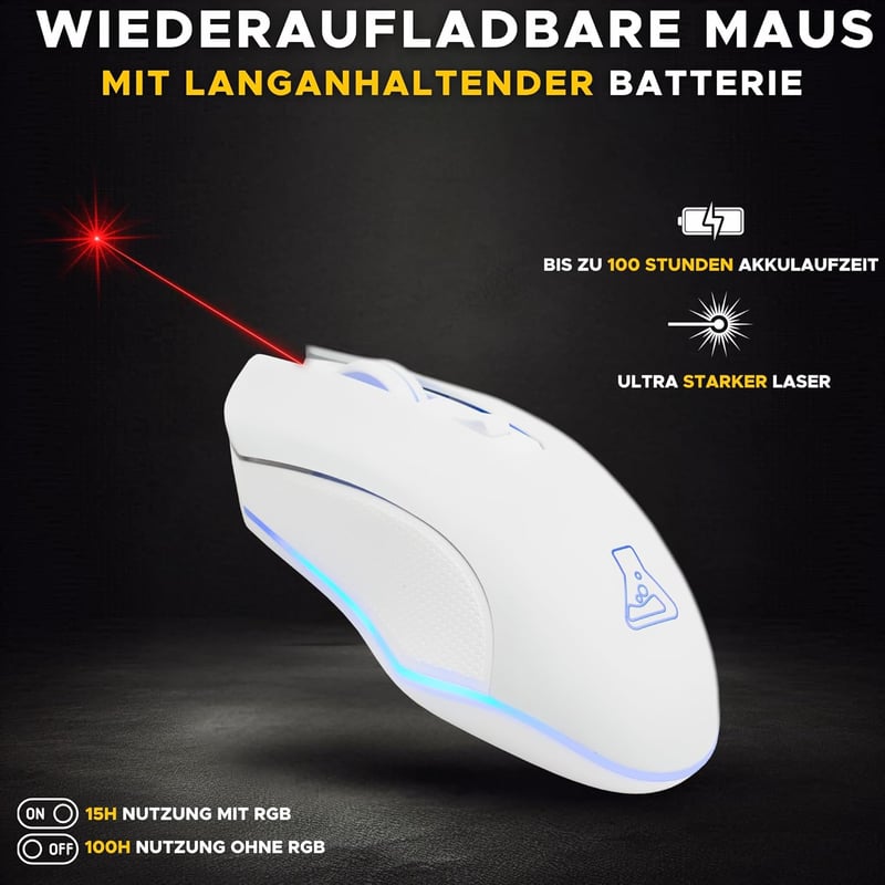 THE G-LAB Cult Helium Wireless Gaming Egér 3200 DPI RGB Retro Világítás PS5 Xbox - Wireless - White