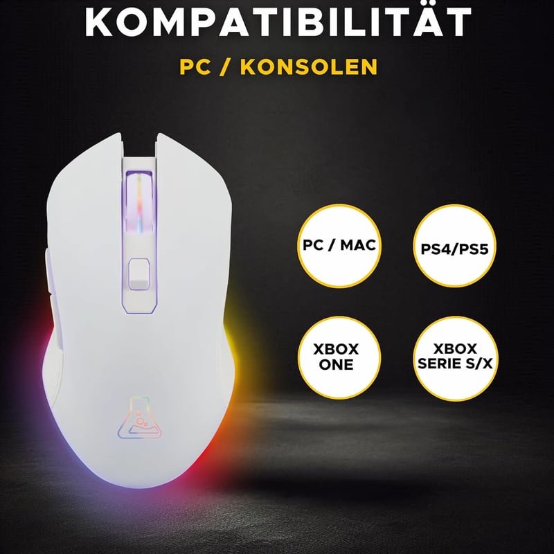 THE G-LAB Cult Helium Wireless Gaming Egér 3200 DPI RGB Retro Világítás PS5 Xbox - Wireless - White