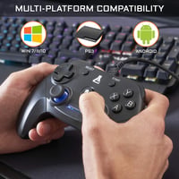 Herný ovládač THE G-LAB K-Pad Thorium pre PC a PS3 – Káblový USB gamepad so zabudovanými vibráciami, joystickom, kompatibilný s Windows 10/11, čierny 2