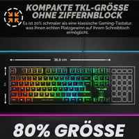 Tastatură Gaming THE G-LAB Keyz Caesium TKL – 87 Taste, Cu Fir USB, AZERTY, Iluminare LED Multicoloră, Fără Bloc Numeric, PC/PS4/PS5/Xbox, Negru 2