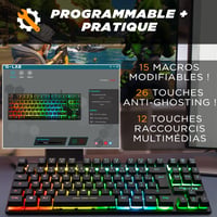 Tastatură Gaming THE G-LAB Keyz Caesium TKL – 87 Taste, Cu Fir USB, AZERTY, Iluminare LED Multicoloră, Fără Bloc Numeric, PC/PS4/PS5/Xbox, Negru 5