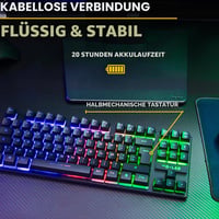 Tastatură de gaming wireless The G-LAB Keyz Caesium TKL – Membrană, AZERTY, Negru, Fără fir 3
