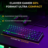 Tastatură de gaming 60% The G-LAB Keyz Hydrogen – Negru, semi-mecanică, iluminare multicoloră, TKL compact, compatibilă PC/PS4/PS5 2
