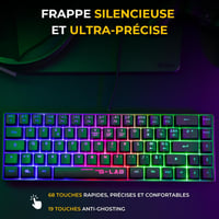 Tastatură de gaming 60% The G-LAB Keyz Hydrogen – Negru, semi-mecanică, iluminare multicoloră, TKL compact, compatibilă PC/PS4/PS5 3