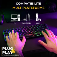 Tastatură de gaming 60% The G-LAB Keyz Hydrogen – Negru, semi-mecanică, iluminare multicoloră, TKL compact, compatibilă PC/PS4/PS5 6