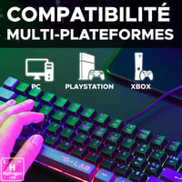 Tastatură de Gaming G-Lab Keyz Hydrogen 60% – Semi-Mecanică, Cu Fir, AZERTY, Iluminare RGB Multicoloră, Format Compact TKL, Negru/Gri, PC/PS5 5