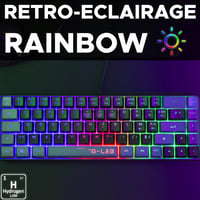Tastatură de Gaming G-Lab Keyz Hydrogen 60% – Semi-Mecanică, Cu Fir, AZERTY, Iluminare RGB Multicoloră, Format Compact TKL, Negru/Gri, PC/PS5 3