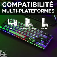 Herná klávesnica THE G-LAB Keyz Hydrogen, 60 % polomechanická, RGB podsvietenie, káblová, kompaktná TKL, sivá/čierna, PC/PS5 6